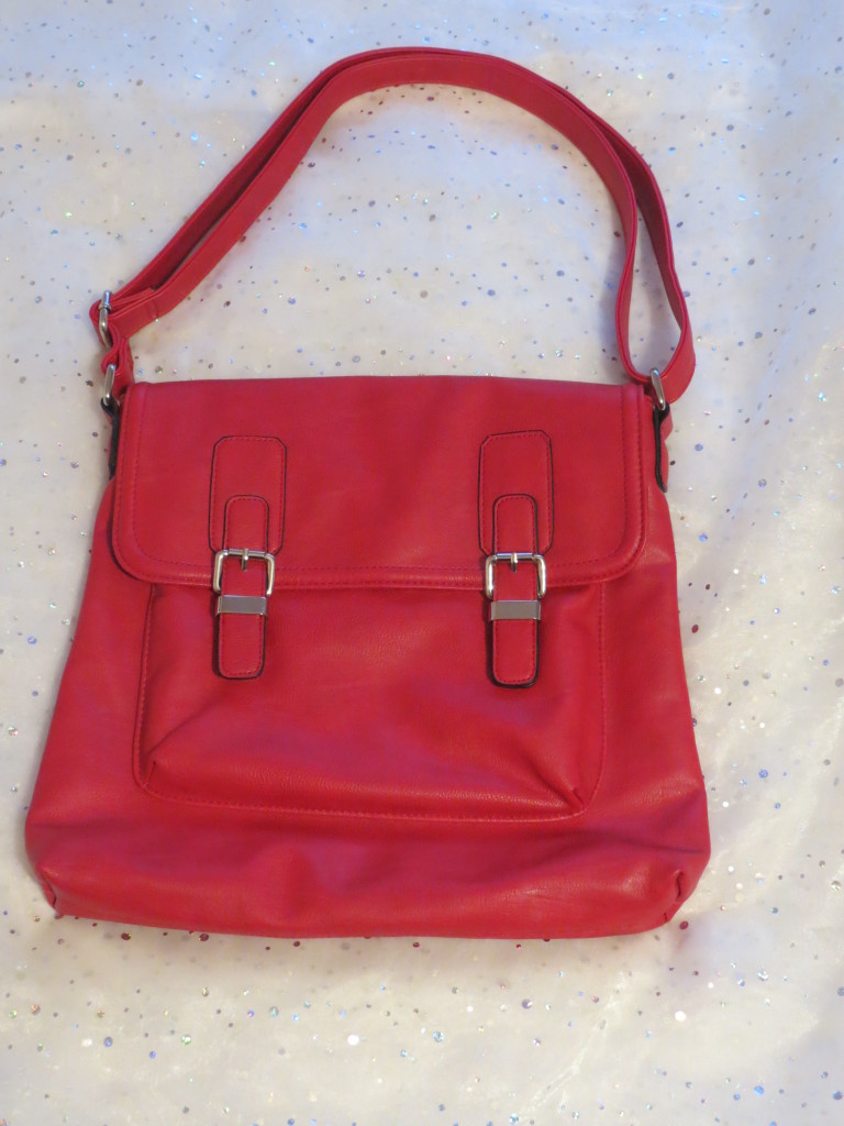 Red faux leather cross body M^&S bag