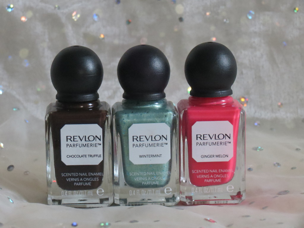 Revlon Parfumerie nail enamels chocolate truffle, wintermint and ginger melon